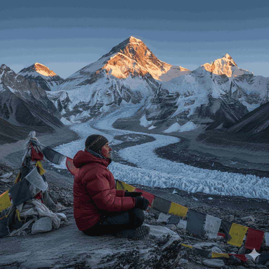 Everest Base Camp spiritual journey meditation with Mount Everest