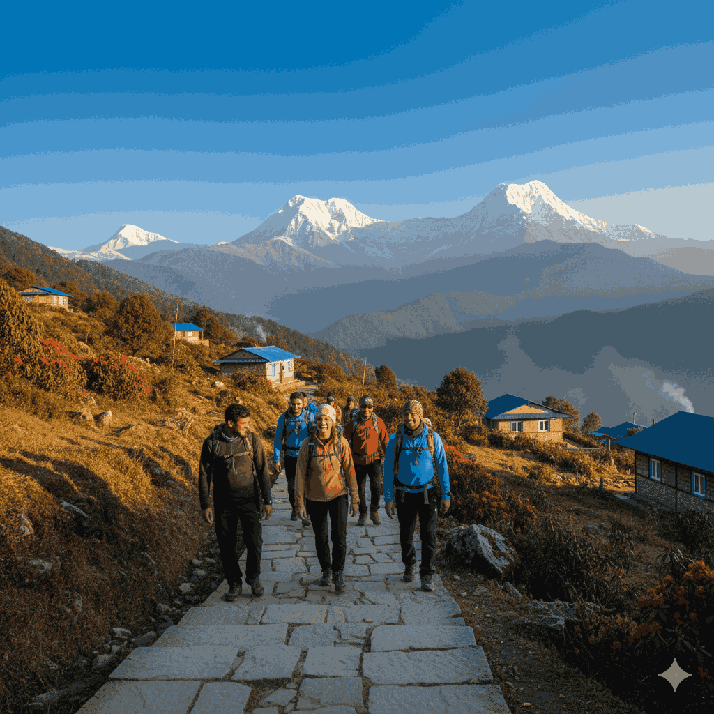 easy trek in Nepal for beginners with panoramic Himalayan trails and accessible mountain paths