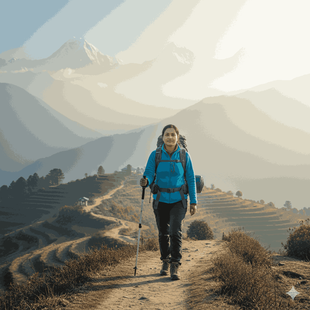easy trek in Nepal for beginners preparation with light training and gradual altitude walking