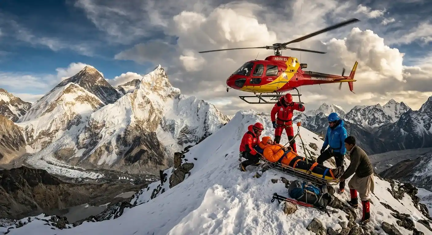helicopter rescue in the Himalayas Nepal