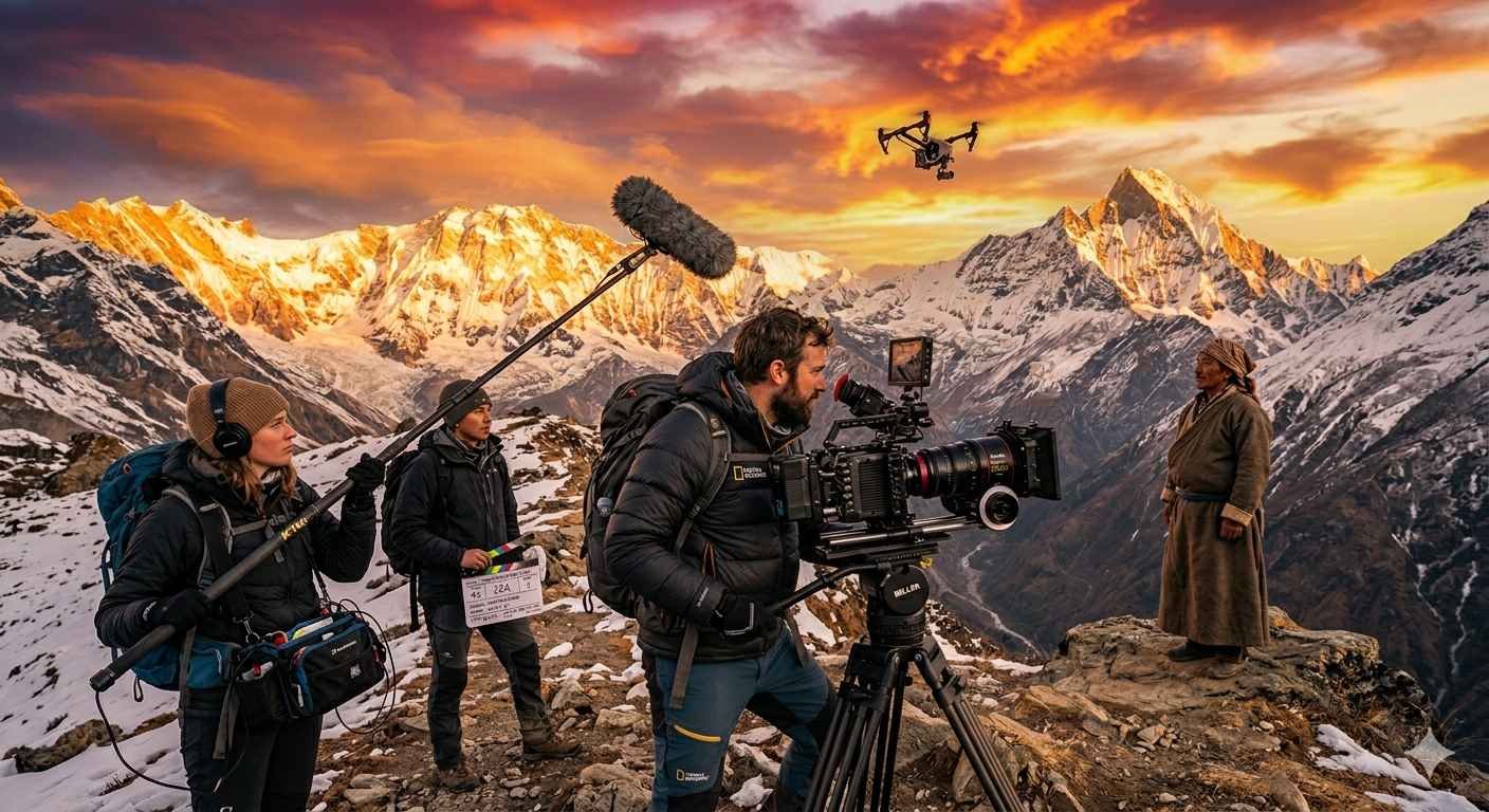 Best Filming Locations in Nepal with film crew shooting in Himalayas