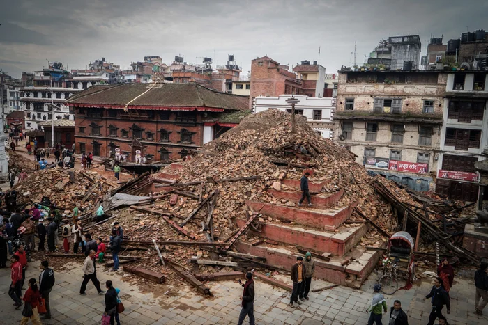 Reconstruction of Durbar Square after earthquake damage