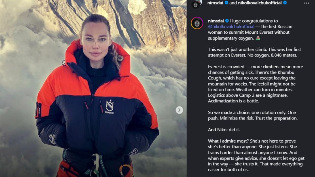 Nikol Kovalchuk becomes the first Russian woman to summit Mount Everest without supplemental oxygen