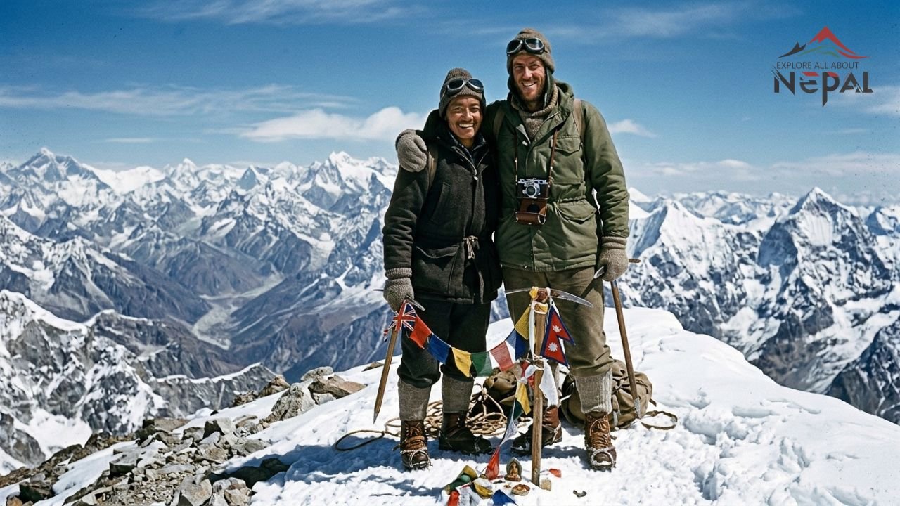 historic 1953 everest summit celebration